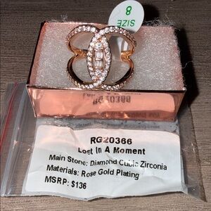 Lost In A Moment Rose Gold Crystal Ring - Size 8